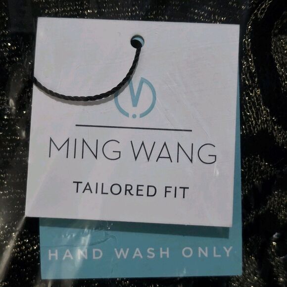 Ming Wang Cardigan Sweater Womens Small Black Gold Metallic Knit Quiet Luxury - Picture 7 of 9